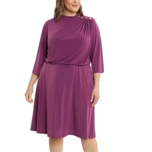 Suite 7 Plus Size Purple Dress with Gold Buttons - 22W NWT